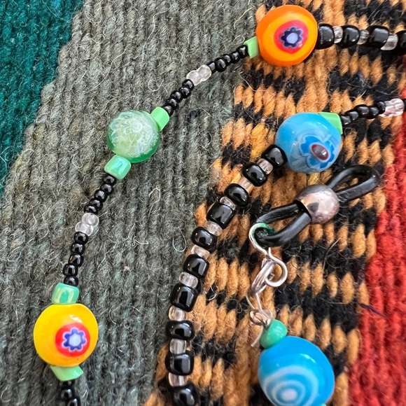 ❤️ Murano type Lamp Glass Bead Eye Glass / Glasses Spectacle Holder Necklace - Picture 2 of 7